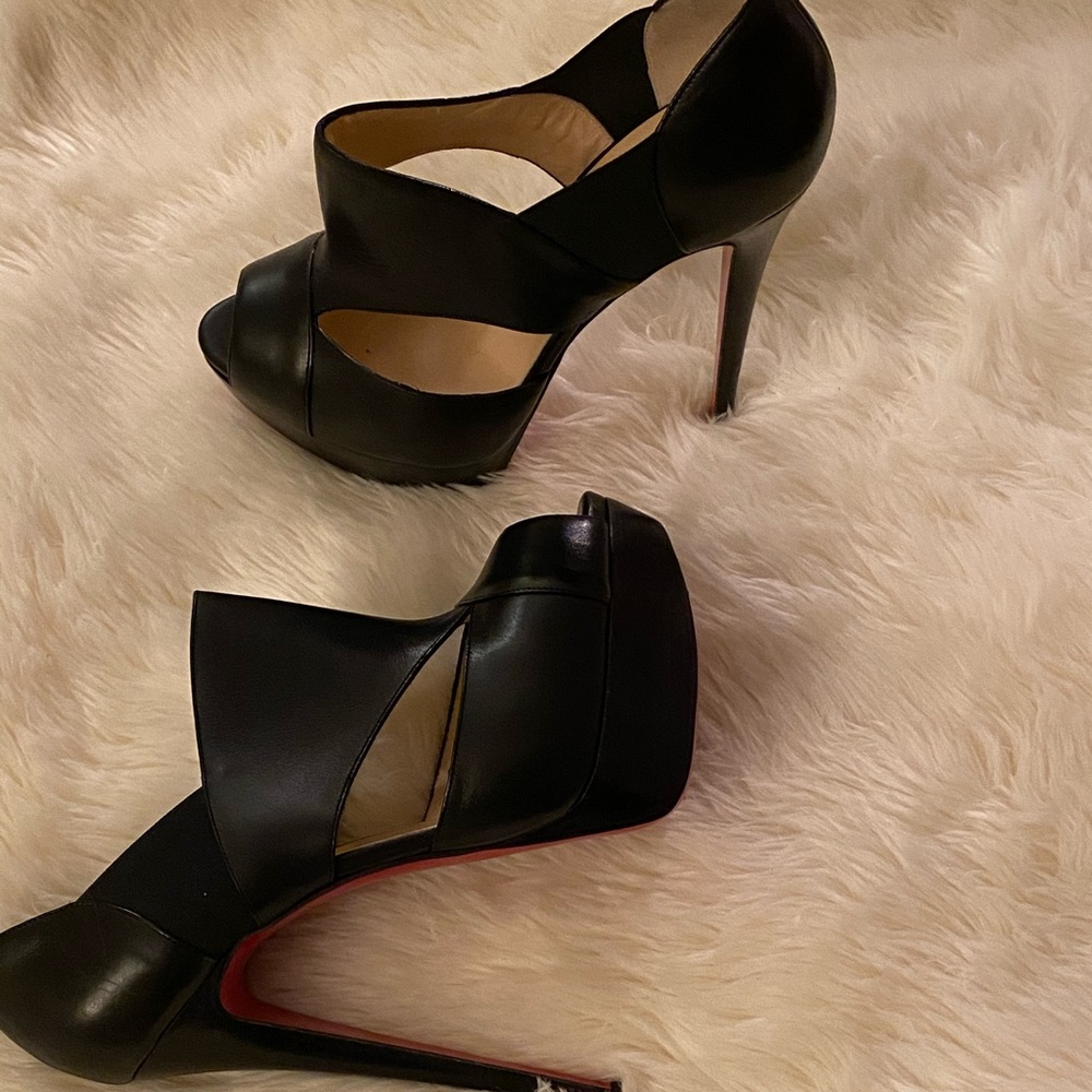 Christian Louboutin Pitou Black Open Toe Heels